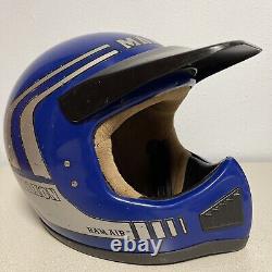 VTG MAXON RAM AIR Motocross ATV Helmet Universal Size 1980s MOTO Blue Stripe