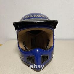 VTG MAXON RAM AIR Motocross ATV Helmet Universal Size 1980s MOTO Blue Stripe