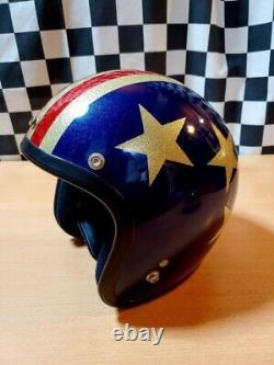 Vintage 1966 SHOEI D-3 Open Face Helmet Stars&Stripes Size M Interior repaired