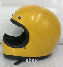 Vintage 1970 Bell Moto Star 1 full face Mx Motocross helmet yellow 7 1/8 57cm