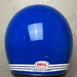 Vintage 1970's Bell Moto 3 Motocross Motorcycle Racing Helmet Blue 7 1/2