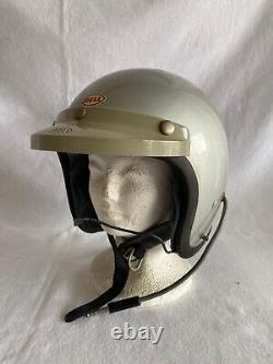 Vintage 1970's Bell Super Magnum Silver Helmet Size 7-1/2 TopTex