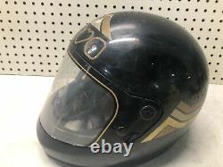Vintage 1970's NOVA BLACK Motorcycle Motocross Helmet COOL RETRO BIKER HARLEY