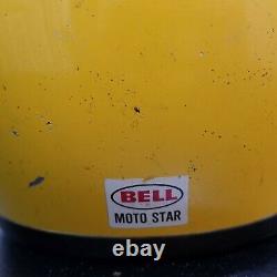 Vintage 1970s Bell Moto Star Helmet / Motocross Yellow Size 7 1/8