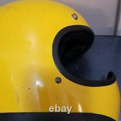 Vintage 1970s Bell Moto Star Helmet / Motocross Yellow Size 7 1/8