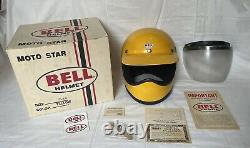 Vintage 1970s Bell Moto Star Motocross Helmet with Duckbill, Box & Papers 7 1/4