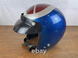 Vintage 1970s Premier 1 Metal Flake Rare Peace Pattern Motorcycle Helmet S/M