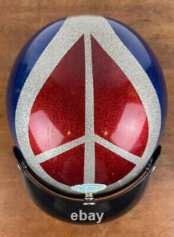 Vintage 1970s Premier 1 Metal Flake Rare Peace Pattern Motorcycle Helmet S/M