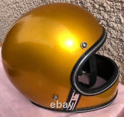 Vintage 1973 Gold Colour Helmet Men's Large Motorcycle Racing Bell Star Style