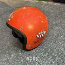 Vintage 1975-78 Bell Orange Magnum II Motorcycle Helmet Size 6 7/8