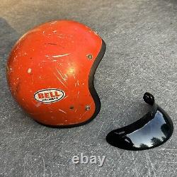 Vintage 1975-78 Bell Orange Magnum II Motorcycle Helmet Size 6 7/8