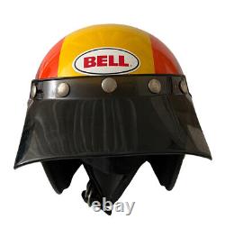 Vintage 1975 Bell Magnum 2 Motorcycle Helmet Size 7 3/8 Multicolor Dark Visor