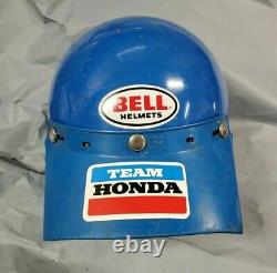 Vintage 1975 Bell Rt Team Honda MX Helmet Moto Cross Visor Blue 7 3/8 Sz Racing