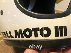 Vintage 1979 Bell Moto 3 Motorcycle Motocross Helmet White with Yellow Visor