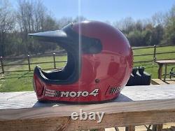 Vintage 1980 BELL MOTO 4 Force Flow Motocross Red Helmet