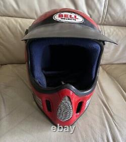 Vintage 1980 BELL MOTO 4 Force Flow Motocross Red Helmet size 7 3/8
