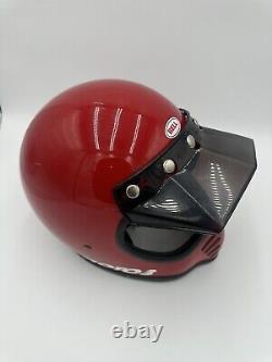 Vintage 1980 BELL MOTO STAR 3 Motorcycle Helmet 7 1/4 Red With Visor Great Cond