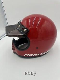 Vintage 1980 BELL MOTO STAR 3 Motorcycle Helmet 7 1/4 Red With Visor Great Cond