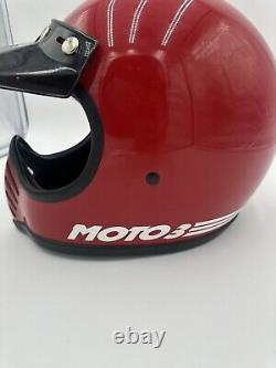 Vintage 1980 BELL MOTO STAR 3 Motorcycle Helmet 7 1/4 Red With Visor Great Cond