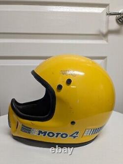 Vintage 1980's BELL MOTO 4 Yellow Motorcycle Helmet Full Face 7 3/8