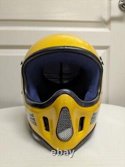 Vintage 1980's BELL MOTO 4 Yellow Motorcycle Helmet Full Face 7 3/8