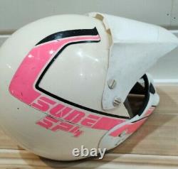 Vintage 1980's SP4 SURE Motocross Helmet Italy Made Size Small. WELL WORN