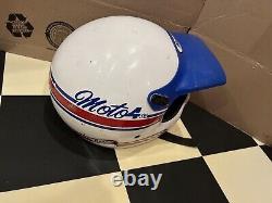 Vintage 1980s BELL MOTO 4 SL Motocross Helmet & Visor- Adult XL RED WHITE & BLUE