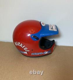Vintage 1980s Bell Moto 4 Motocross Racing helmet Size 7-1/4 58 Red Force Flow