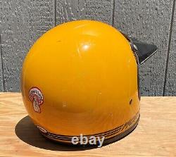 Vintage 1981 BELL MOTO 3 Yellow Motorcycle Motocross Helmet Size 7 1/2 with Visor