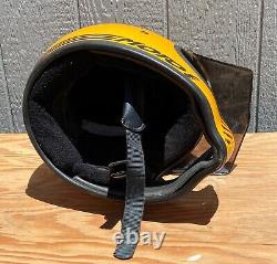 Vintage 1981 BELL MOTO 3 Yellow Motorcycle Motocross Helmet Size 7 1/2 with Visor