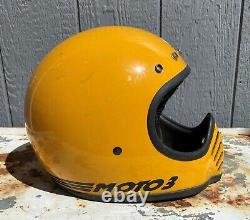 Vintage 1982 BELL MOTO 3 Motocross Motorcycle Dirt Bike Yellow Helmet Size 7 1/8