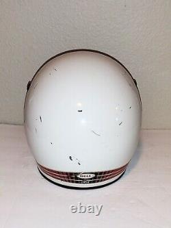 Vintage 1985 BELL MOTO 4 White & Red Motorcycle Motocross Helmet Full Face Sz 7