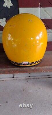 Vintage 1987 BELL MOTO 3 Yellow Motorcycle Motocross Helmet Size 7 1/4