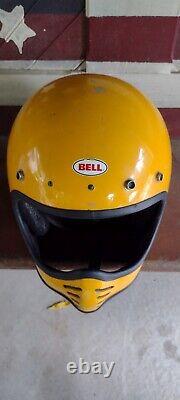 Vintage 1987 BELL MOTO 3 Yellow Motorcycle Motocross Helmet Size 7 1/4