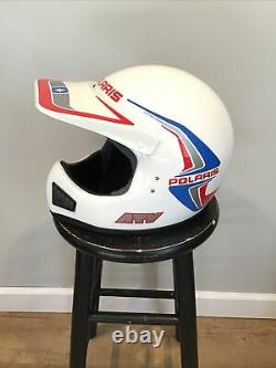 Vintage 1987 Polaris ATV Motocross Helmet sz L withVisor very clean inside out