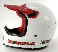Vintage 1989 BELL MOTO 4 Motocross Helmet Size 7 1/2 RJ RICK JOHNSON Red White