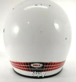 Vintage 1989 BELL MOTO 4 Motocross Helmet Size 7 1/2 RJ RICK JOHNSON Red White