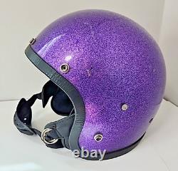 Vintage 60's Purple Metal Flake Motorcycle Helmet LSI 4150 Moto Glittery