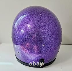 Vintage 60's Purple Metal Flake Motorcycle Helmet LSI 4150 Moto Glittery