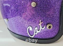 Vintage 60's Purple Metal Flake Motorcycle Helmet LSI 4150 Moto Glittery