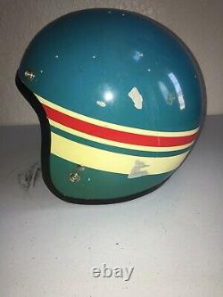 Vintage 70's / 80's SUZUKI Open Face Motocross Racing Helmet Blue White / Red
