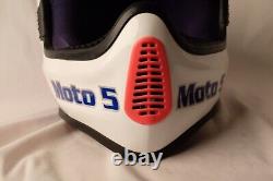 Vintage 80s BELL MOTO 5 MOTO CROSS HELMET 7 blue & Neon Pink W Original Box