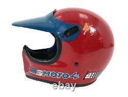 Vintage 80s Bell Moto 4 Motocross BMX Racing Helmet Force Flow Red with Blue Visor