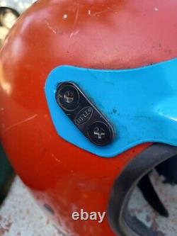 Vintage 80s Bell Moto 4 Motocross BMX Racing Helmet Red Force Flow