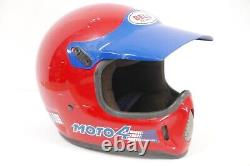 Vintage 80s Bell Moto 4 Motocross BMX Racing Helmet Red Force Flow Clean Inside