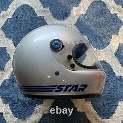 Vintage 80s Bell Star Snell Racing Helmet Silver Motocross Motorcycle Size 7 1/4