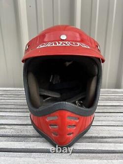Vintage 80s Maxon Motocross Helmet Red Motorcycle FF RG-9 Moto III Size Medium