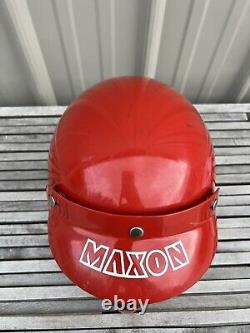 Vintage 80s Maxon Motocross Helmet Red Motorcycle FF RG-9 Moto III Size Medium