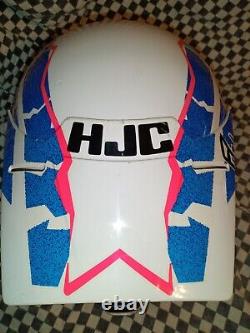 Vintage 90 HJC MOTO CROSS HELMET M White blue Pink bell aria shoei Buco