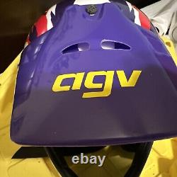 Vintage AGV RX Motorcycle Snell M90 DOT Sz 60 Helmet With Goggles Motocross Italy